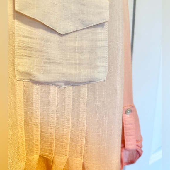 Avenue 18/20 Peach Coral Ombre Blouse Plus Size Flowy Tunic Top Button Front - Picture 5 of 8